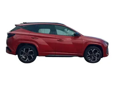 CZERWONY SUV HYUNDAI TUCSON z 2025 r., HYBRYDA/BENZYNA, skrzynia biegów AUTOMATYCZNA 215KM, zdjęcie 8 z 8