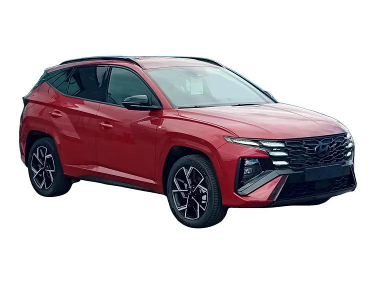 CZERWONY SUV HYUNDAI TUCSON z 2025 r., HYBRYDA/BENZYNA, skrzynia biegów AUTOMATYCZNA 215KM, zdjęcie główne