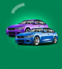 Fioletowy i niebieski sportowy samochód dostępny od ręki na mamyGO